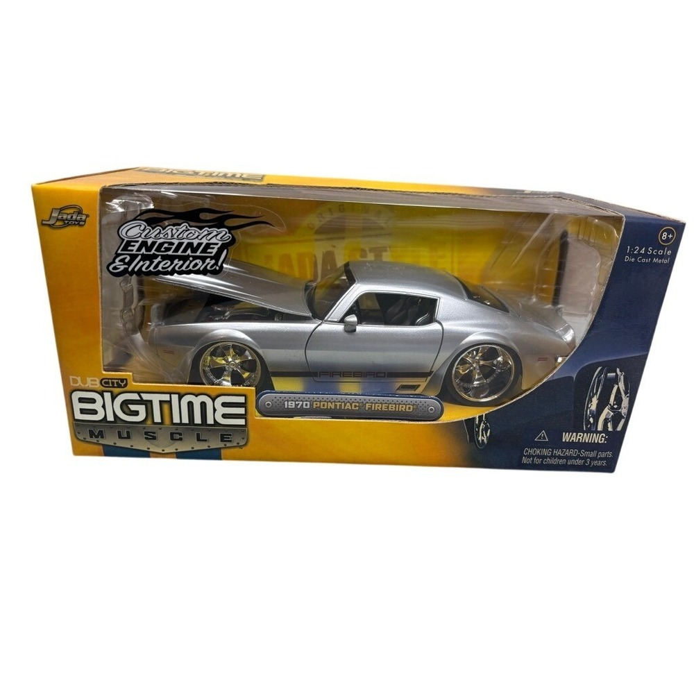 Vtg Jada Toys Bigtime Muscle 1970 Pontiac Firebird Silver 1:24 Die Cast Metal